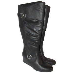 Baretraps PATRICIA Black Suede Wedge Boots - NWOB